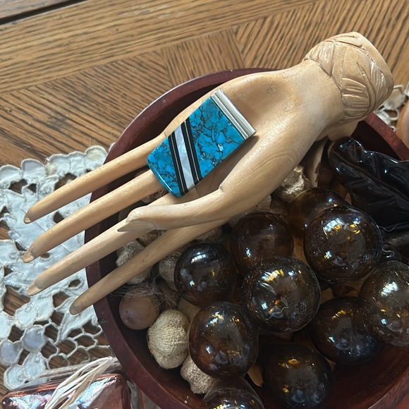 Vintage Inlaid Turquoise Black Onyx & MOP Money Clip - Picture 8 of 8